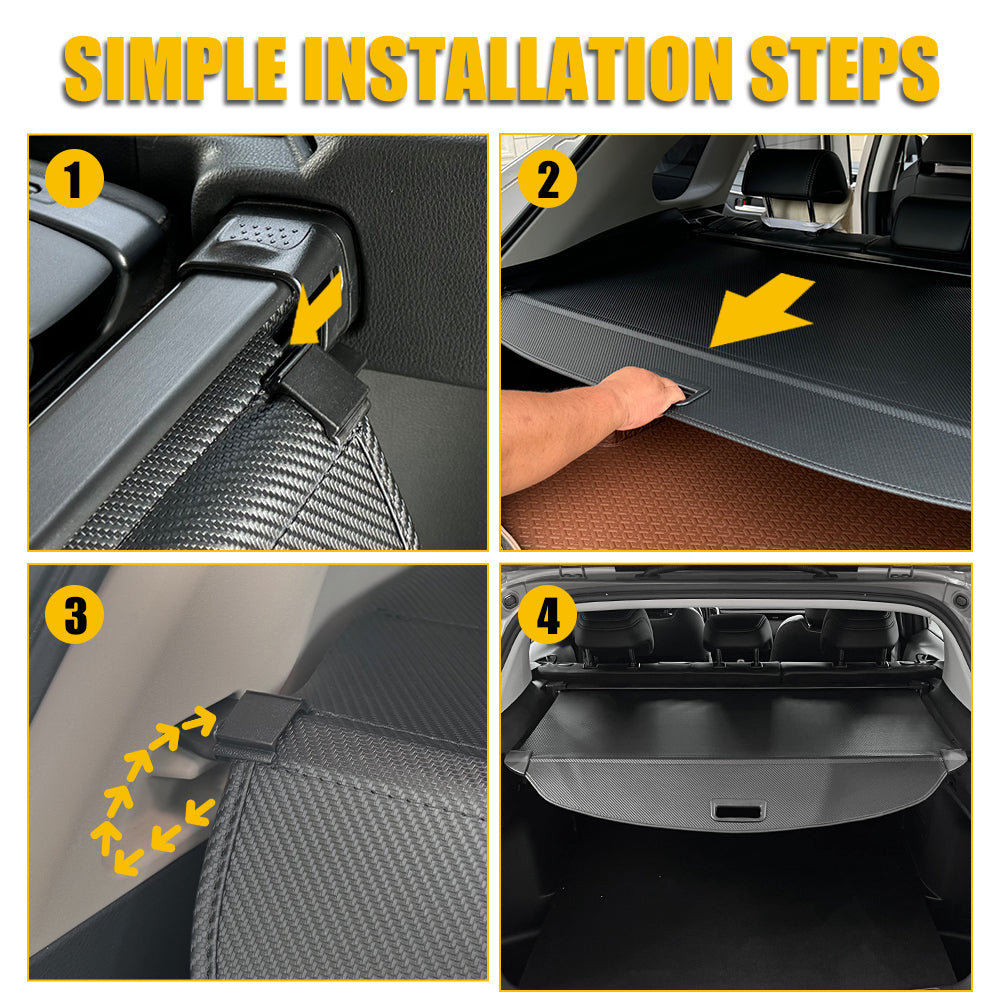 Cargo Cover for 2014-2020 Nissan Rogue，Retractable Trunk Cover Security Shield Shade ,Carbon Fiber Texture