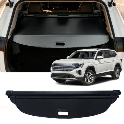 Cargo Cover for 2017-2025 Volkswagen Atlas,Double Curtain Style Flexible SUV Rear Trunk Cover Shade Luggage Tonneau Security Cover