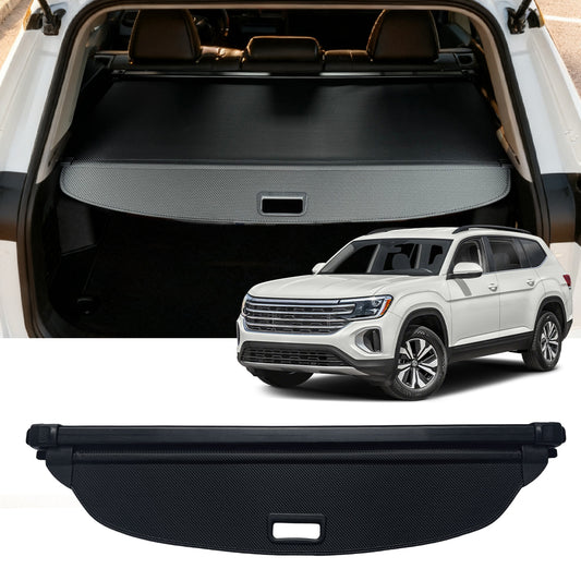 Cargo Cover for 2017-2025 Volkswagen Atlas,Double Curtain Style Flexible SUV Rear Trunk Cover Shade Luggage Tonneau Security Cover
