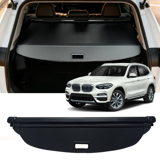 Cargo Cover for 2018-2024 BMW X3 Carbon Fiber Texture Retractable Luggage Cover Safety Protective Cover Luggage Privacy Shade