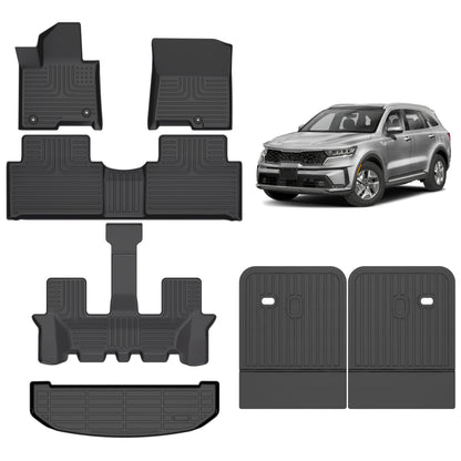 Fit for 2021-2025 Kia Sorento  Hybrid Custom Pattern Full Set Heavy Duty 3 Rows Car Floor Liners Trunk Mat Backrest Cushion