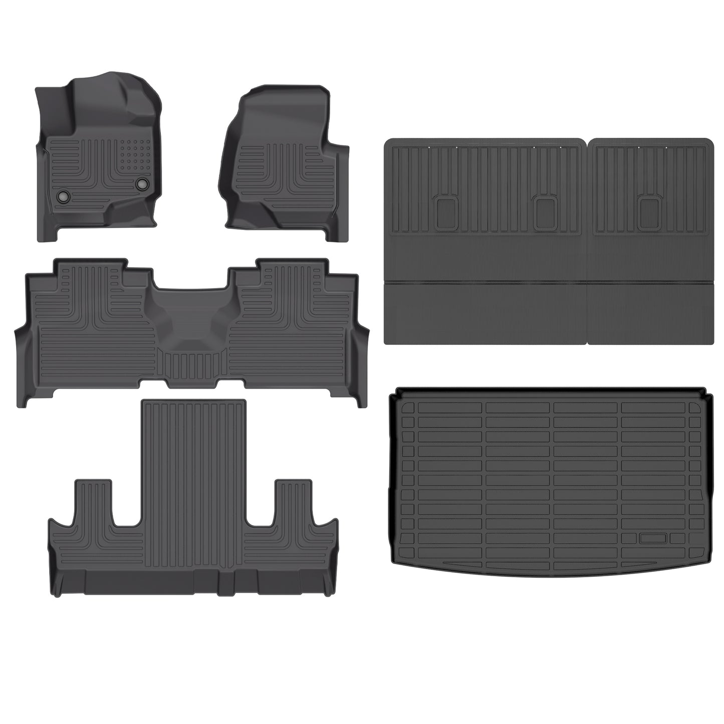 Fit for 2021-2024 Ford Expedition Max 7 Three Rows Floor Mats+Cargo Liner+Back Seat Mat Full Set of All Weather Car Mats